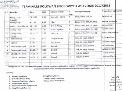 Informacja Koła Łowieckiego Puszczyk