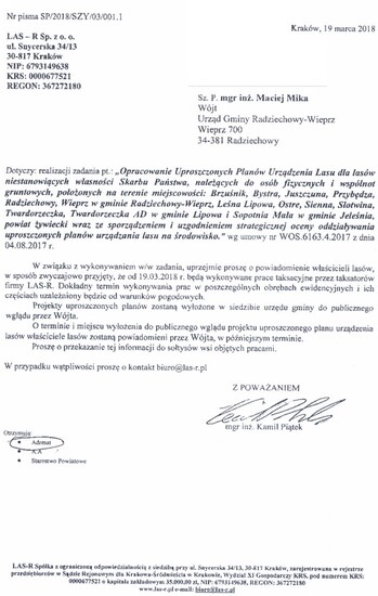 Informacja: Opracowanie Uproszczonych Planów Urządzenia...