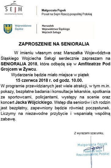 ZAPROSZENIE NA SENIORALIA