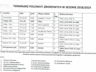 Obraz 2: KALENDARZ polowań zbiorowych w sezonie 20...