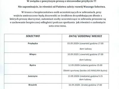 Obraz 2: UWAGA: ZEBRANIA WIEJSKIE!