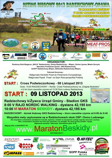 VI MARATON BESKIDY i V RAJD NORDIC WALKING już za 22 dni