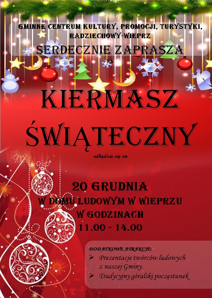 Zapraszamy na kiermasz świąteczny do Wieprza!
