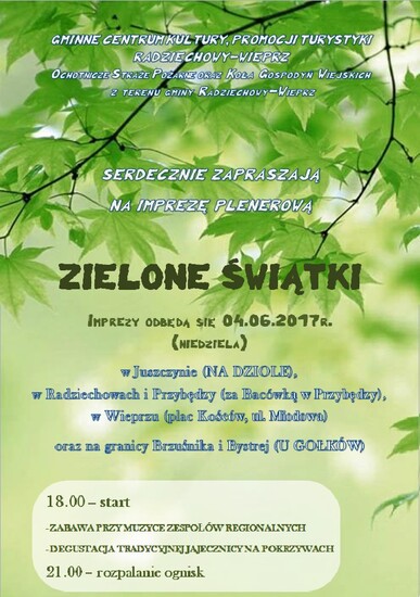 ZAPRASZAMY NA ZIELONE  ŚWIĄTKI!