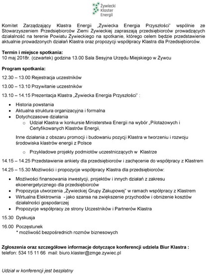 Zaproszenie na Konferencję dla Przedsiębiorców organizowana...