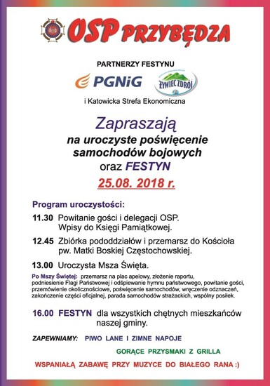 OSP Przybędza wraz z Partnerami zapraszają na FESTYN...
