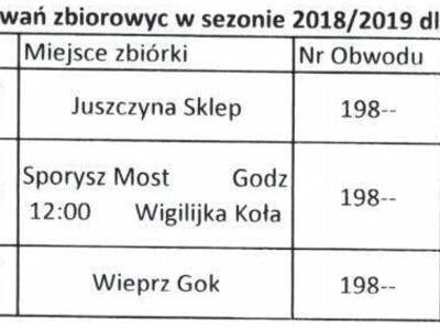 Plan polowań zbiorowych w sezonie 2018/2019 dla ko...