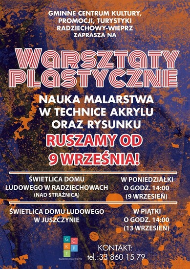 9 września 2019r. ruszają Warsztaty Plastyczne! ZAPRASZAMY!