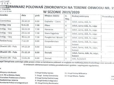 Koło Łowieckie: ''PUSZCZYK'' - terminarz polowań z...