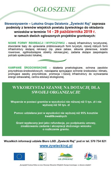 Informacja na temat ogłoszonych naborów na projekty...