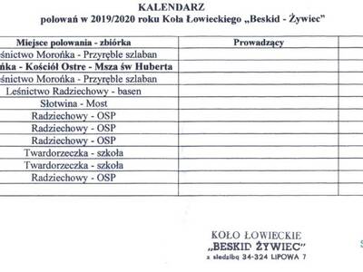 Koło Łowieckie: ''Beskid  - Żywiec'' - kalendarz p...