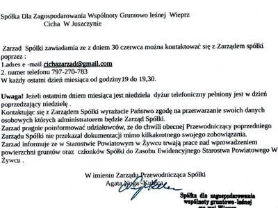 Zawiadomienie: Spółka Dla Zagospodarowania Wspólno...