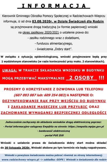 Kierownik Gminnego Ośrodka Pomocy Społecznej w Radziechowach-Wieprzu...