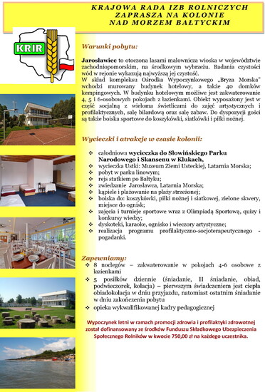 Kolonie dla dzieci z dofinansowaniem Funduszu Składkowego...