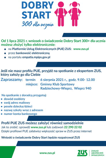 Dyżur pracowników ZUS w ramach programu „Dobry Start”...