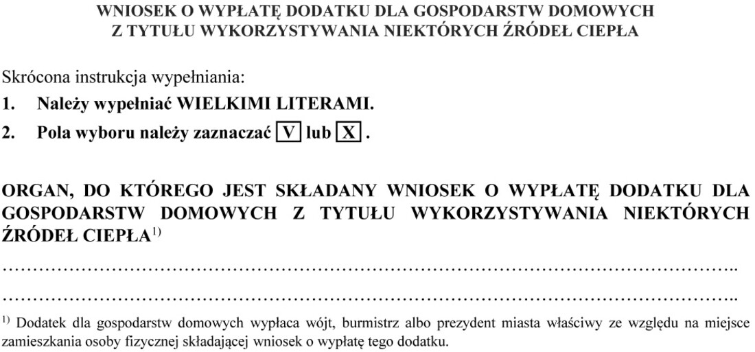 Wniosek o wypłatę dodatku dla gospodarstw domowych...