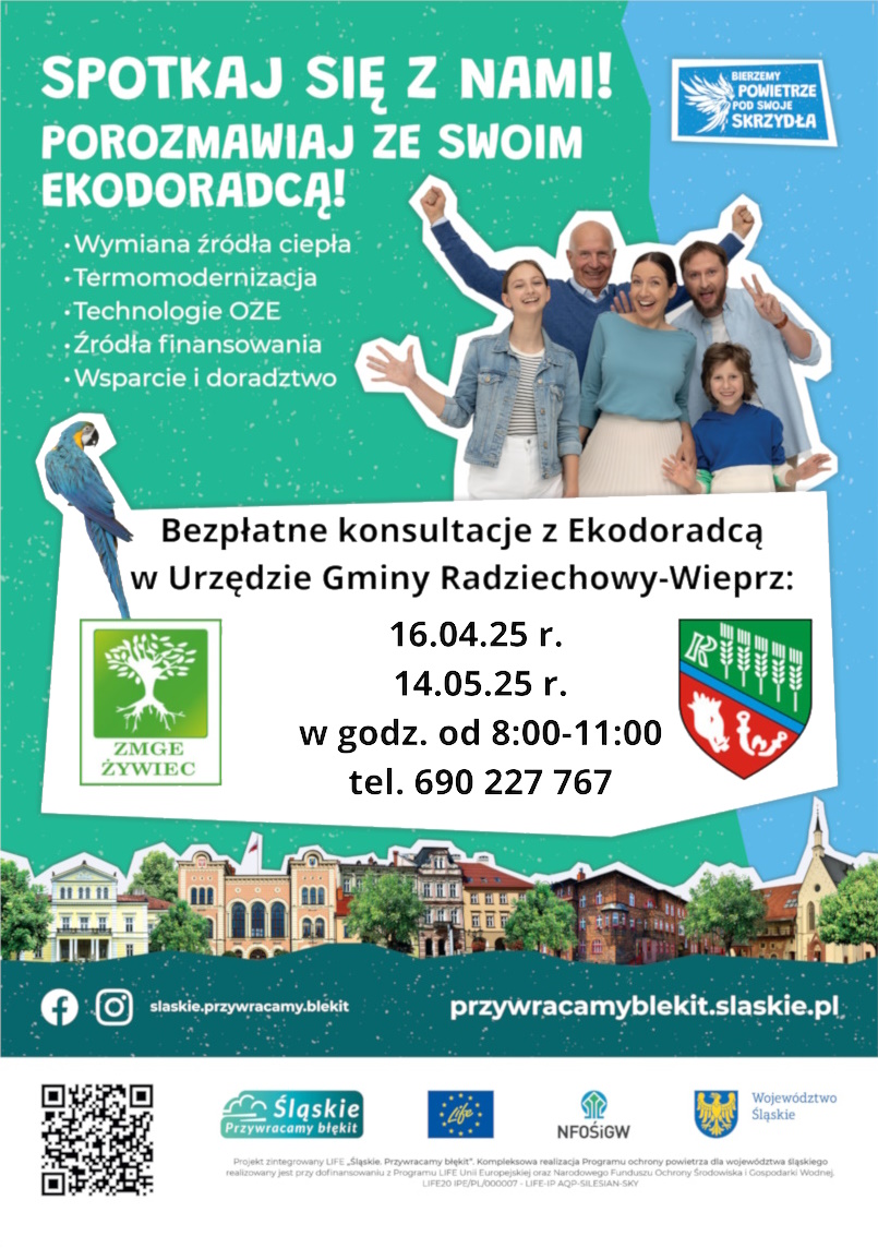 Bezpłatne konsultacje z Ekodoradcą w Gminie Radziechowy-Wieprz (kwiecień i maj 2025)