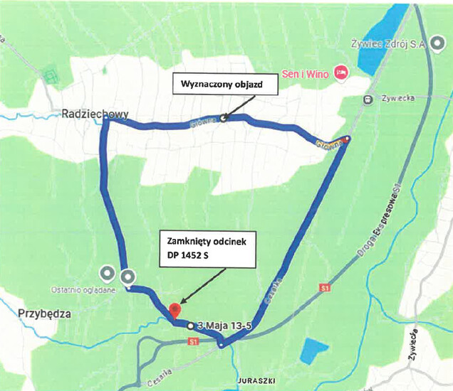 PRZYBĘDZA - 14 kwietnia 2025 r. - zamknięcie drogi...