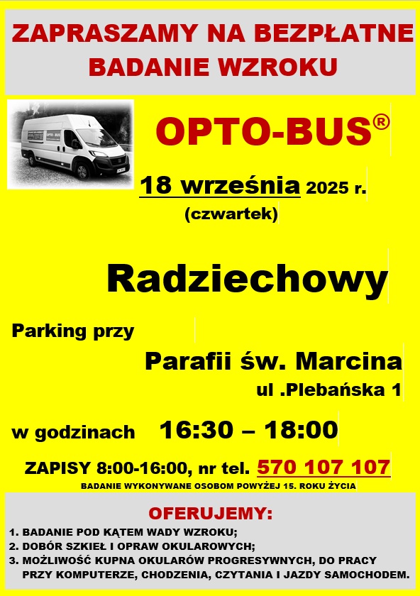 TOP-OPTYKA: 18 września 2025r. ponownie przeprowadzimy bezpłatne badania wzroku dla mieszkańców