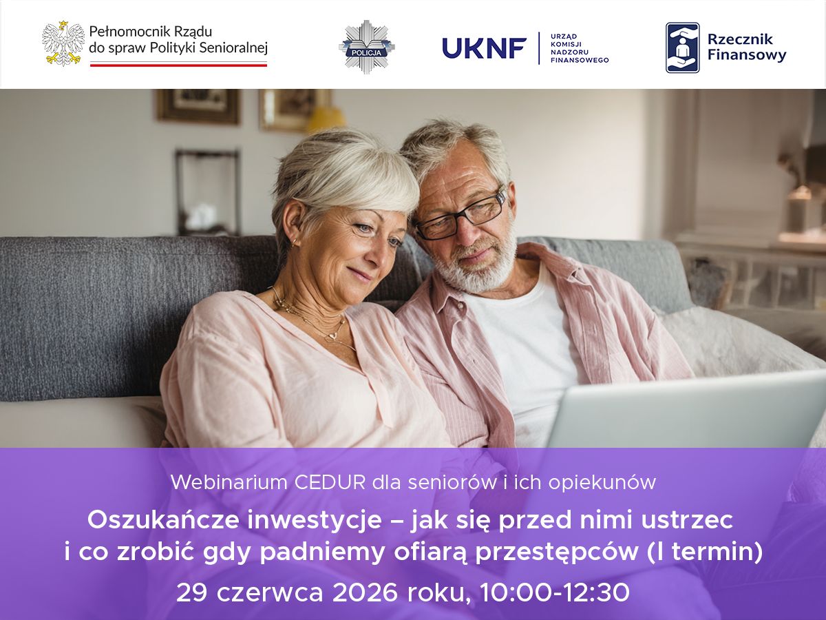 Urząd KNF - zaproszenie na webinarium dla seniorów i ich opiekunów - 29 czerwca 2026 r.