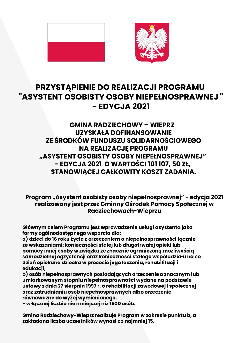Asystent Osobisty Osoby Niepełnosprawnej - edycja 2021